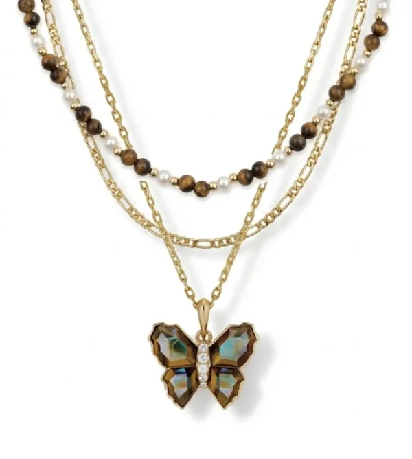 Butterfly Stacked Necklace Pendant