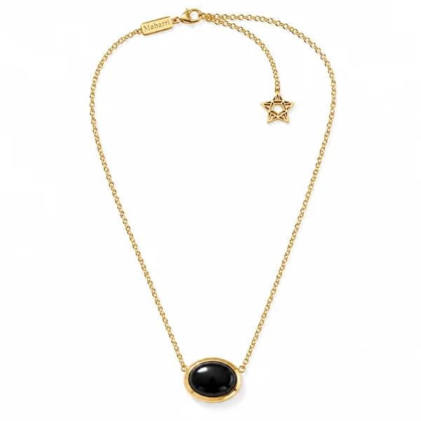 Mabarri Gold Chain Necklace for Women,Oval Gemstone Pentant